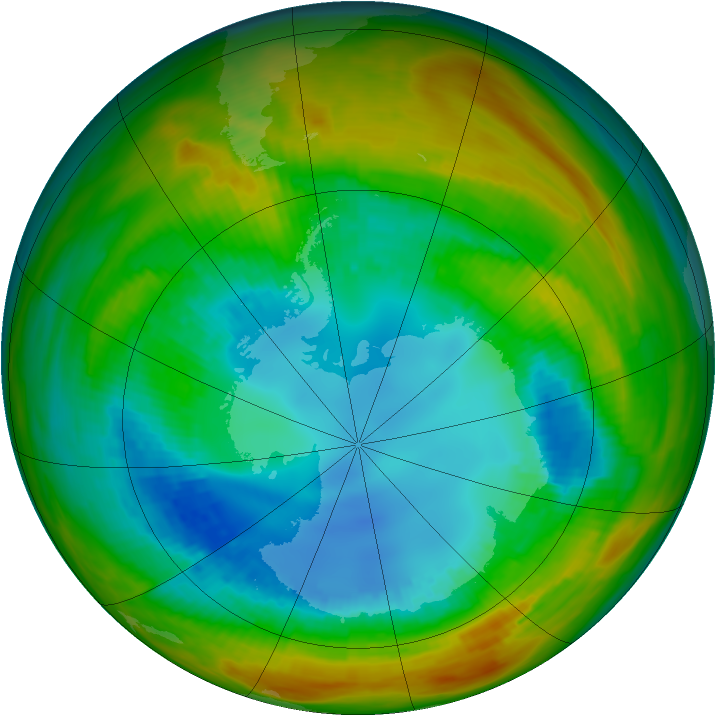 Antarctic ozone map for 18 August 1984